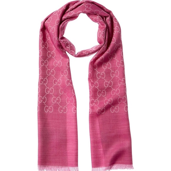 Gucci Hot Pink GG Jacquard Scarf - Picture 4 of 7